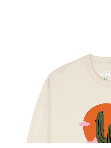 wat? Apparel Sweatshirt Kaktus im Sonnenuntergang in Natural Raw