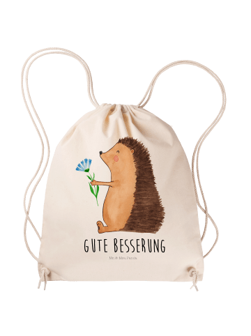 Mr. & Mrs. Panda Stoffbeutel Igel Blumen mit Spruch in Creme