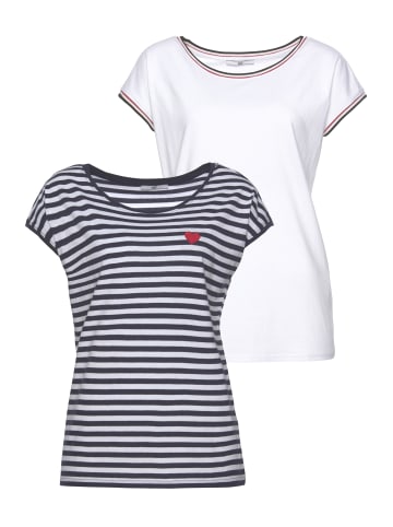 AJC Rundhalsshirt in marine-weiß