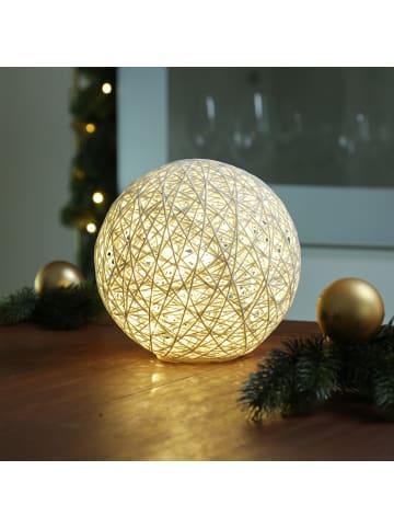 MARELIDA LED Dekokugel Papierkugel mit Glitzer D: 20cm in weiß