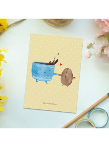 Mr. & Mrs. Panda Grußkarte Kaffee Bohne ohne Spruch in Gelb Pastell