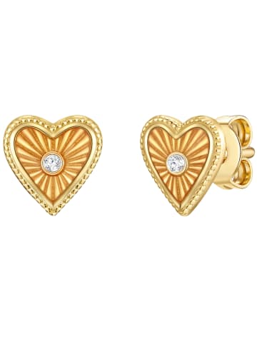 Glanzstücke München Ohrstecker Herz aus Sterling Silber mit Zirkonia in gelbgold