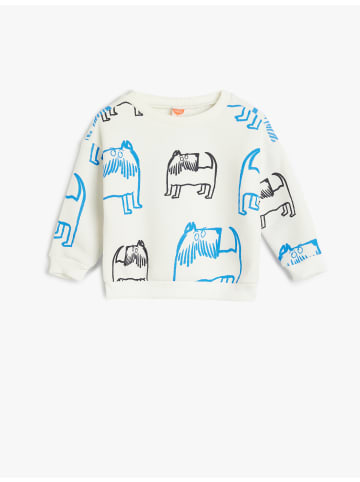 KOTON Sweatshirt in Ekru Gemustert