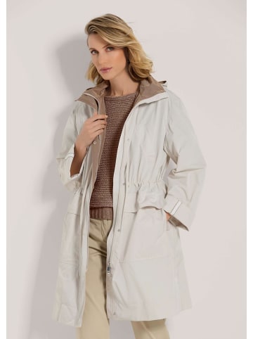 MADELEINE Longjacke mit abnehmbarer Kapuze in perlweiß / taupe