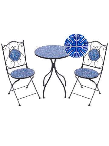Beliani 3-tlg Bistro Set CIGLIANO in Schwarz/Blau