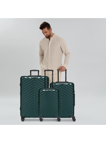 Redolz Essentials 18 4 Rollen Kofferset 3-teilig mit Dehnfalte in Metallic-Green Shiny