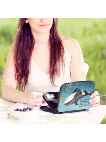 Mr. & Mrs. Panda Menschrmäppchen Orca Design mit Spruch in Weiß