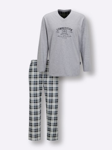 Comte Schlafanzug in hellgrau-anthrazit-kariert