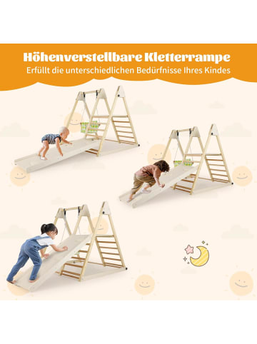 COSTWAY 4 in 1 Klettergerüst Indoor ab 1 Jahr in Hellbraun