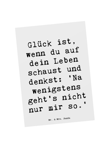 Mr. & Mrs. Panda Postkarte Spruch Glück GemeinMensch mit Spruch in Weiß
