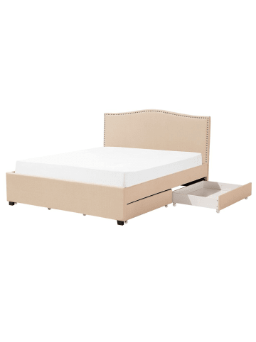 Beliani Doppelbett MONTPELLIER in Beige - (W) 167 x (H) 110 x (L) 213 cm