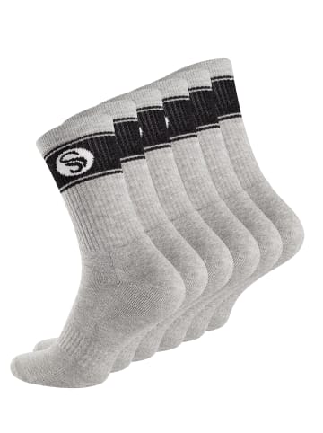 Stark Soul® 6 Paar Sportsocken im RETRO Design - Frotteesohle in grau