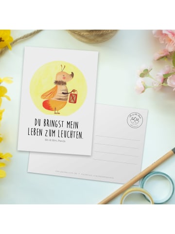 Mr. & Mrs. Panda Postkarte Glühwürmchen mit Spruch in Weiß