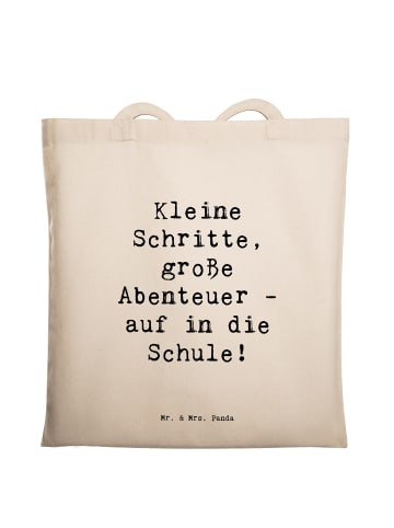 Mr. & Mrs. Panda Jutebeutel Spruch Schulanfang Abenteuer mit Spruch in Creme
