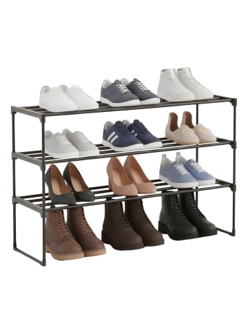 relaxdays Schuhregal "3 Ebenen" in Schwarz - (B)117 x (H)55 x (T)30 cm