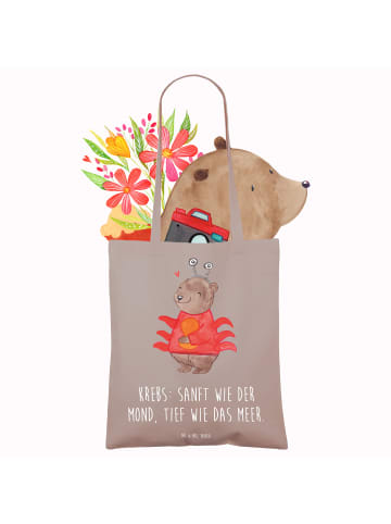 Mr. & Mrs. Panda Laptoptasche Krebs Astrologie mit Spruch in Braun Pastell