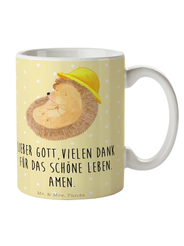 Mr. & Mrs. Panda Trinkbecher Igel Beten mit Spruch in Gelb Pastell