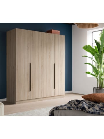 Inn.Furn Kleiderschrank Eiche Sonoma 4-türig 160 x 181 cm, Drehtürenschrank