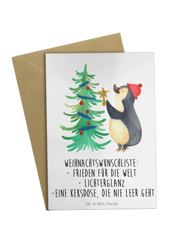 Mr. & Mrs. Panda Grußkarte Pinguin Weihnachtsbaum mit Spruch in Weiß