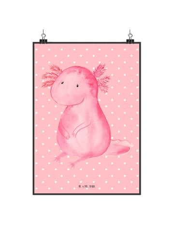 Mr. & Mrs. Panda Poster Axolotl Niedlich ohne Spruch in Rot Pastell