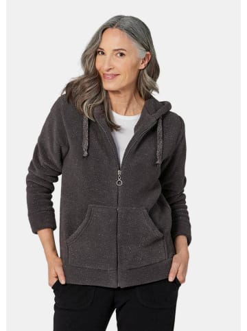 GOLDNER Kurzgröße:  Flausch-Freizeitjacke in anthrazit / silber