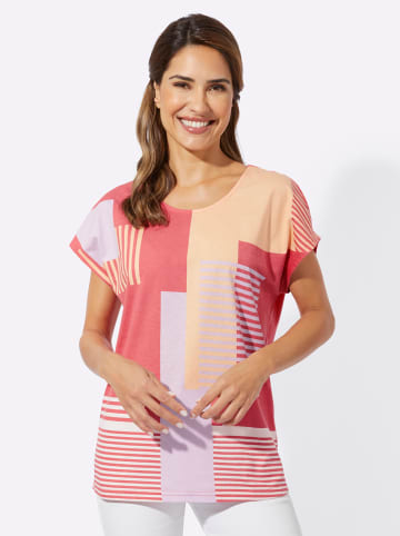 Sieh an! Rundhalsshirt in grapefruit-flieder-bedruckt