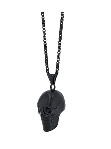 Adeliás Jungen Halskette – Totenkopf aus Edelstahl 60 cm in schwarz
