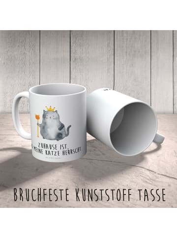 Mr. & Mrs. Panda Kindertasse Katze König mit Spruch in Weiß