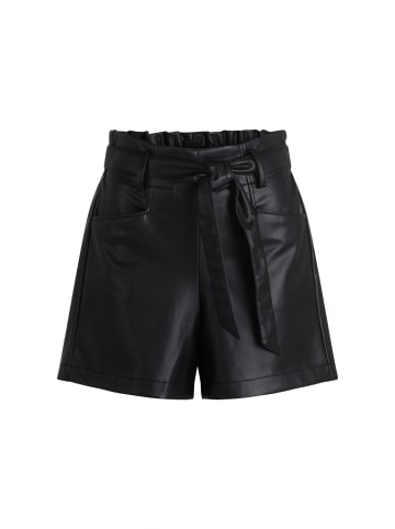 Zero  Shorts Lederoptik mit Bindegürtel in Black Beauty