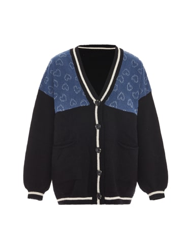 SANIKA Damen Strickjacke in Schwarz Wollweiss