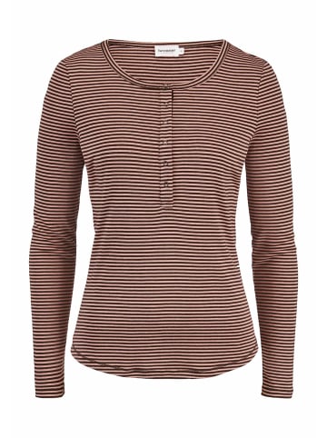 Hessnatur Hessnatur Softrib Streifen Henley Fitted aus Bio-Baumwolle und Modal in rosé