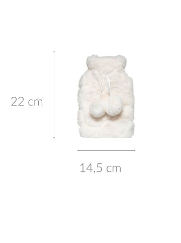 Atmosphera Créateur d'intérieur Wärmflasche mit Plüschhülle mit Pompons in Weiß, 14,5 x 6 x 22 cm