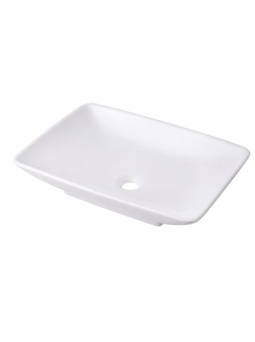 relaxdays Waschbecken in Weiß - (B)59 x (H)10 x (T)37 cm
