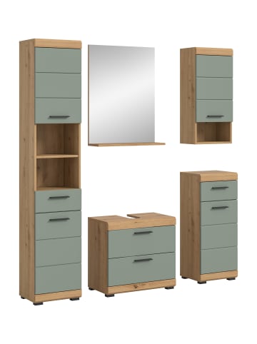 xonox.home Badkombination in Artisan Eiche/Salbei - (B) 164 x (H) 191 x (T) 37