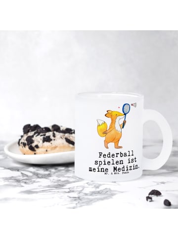 Mr. & Mrs. Panda Tee Tasse Fuchs Federball spielen mit Spruch in Transparent