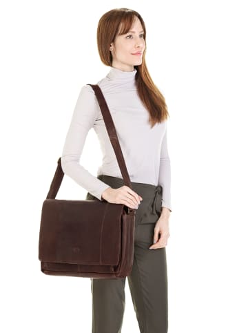 piké Messenger-Bag echt Leder in braun