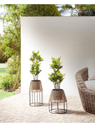 Beliani 2er-Set Outdoor Blumentopf BORAGO in Braun