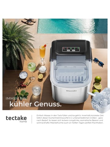 tectake Eiswürfelmaschine Arctic inklusive Eiskorb und Eisschaufel, silber