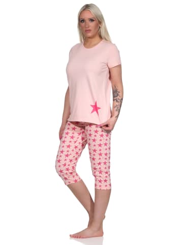 NORMANN Capri Pyjama Schlafanzug Sternen in rosa