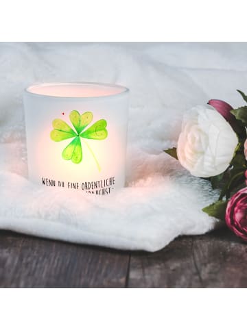 Mr. & Mrs. Panda Kerzenlicht Blume Kleeblatt mit Spruch in Transparent