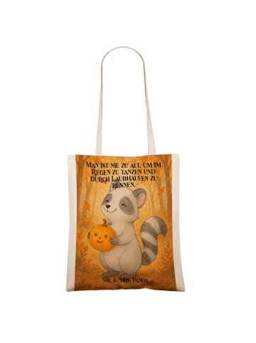 Mr. & Mrs. Panda Tasche Waschbär Kürbis Design mit Spruch in Weiß
