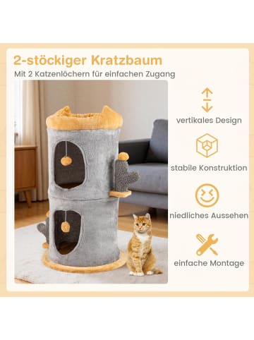 COSTWAY Kratztonne Katzentonne in Grau