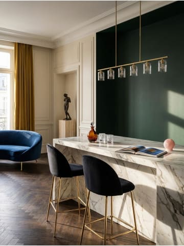 KADIMA DESIGN 2er Set Barhocker Samt Hocker mit Lehne & goldenen Beinen, in Schwarz