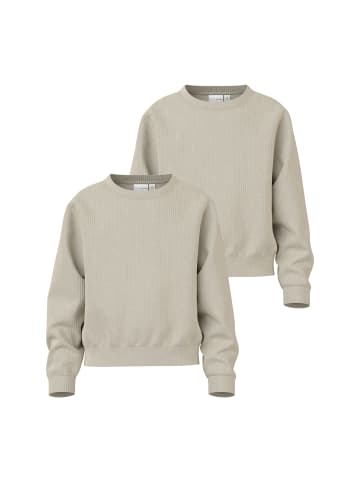 name it 2er-SET Weicher Velours Longsleeve Rundhals Langarmshirt in Sand