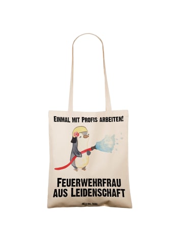 Mr. & Mrs. Panda Shopper Feuerwehrfrau Leidenschaft mit Spruch in Creme