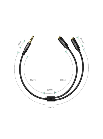 Ugreen AV123 Kopfhörerkabel 3,5 mm Miniklinke – 2x 3,5 mm Miniklinke in Schwarz