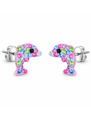 schmuck23 Ohrringe 925 Silber Delfin in Bunt
