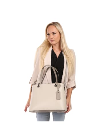 Toscanto Leder Schultertasche Toscanto Tasche beige, grau ca. 37cm