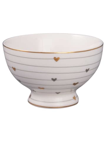 Greengate Schale GRACE Weiß HERZEN Grau und Gold 180 ml - Snack Bowl