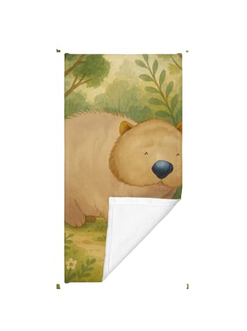 Mr. & Mrs. Panda Saunahandtuch Wombat Design ohne Spruch in Weiß